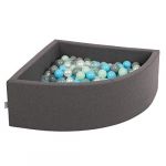 KiddyMoon 90X30cm/200 Balles Piscine À Balles ? 7Cm pour Bébé Quart Angulaire Fabriqué en UE, Gris Foncé: Perle/Gris/Transparent/Babyblue/Menthe