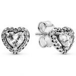 Pandora Boucles d'oreilles 298427C01 - Clous d'Oreilles C?urs Sur&eacute;lev&eacute;s Argent