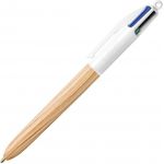 Bic 12 Stylos-bille 4 couleurs Wood Style rétractables pointe moyenne 1.0 mm