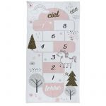 Tapis Enfant "Marelle" 70x140cm Blanc & Rose Prix