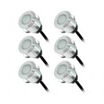 Vision-El KIT 6 Spots LED encastrables terrasse 0,6W 12VAC IP67 Blanc neutre 4000°K + alim -