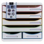 Exacompta Module de classement Big Box Maxi 6 tiroirs Black Office - Blanc/arlequin