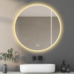 Ideko Miroir avec lumi&egrave;re smart pour salle de bain rond LED 80 cm mural mp&eacute;rature de couleur 3 niveaux r&eacute;glable