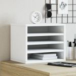 VidaXL Organisateur de bureau blanc 36x26x29,5 cm bois d'ing&eacute;nierie