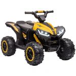 Homcom Quad buggy électrique enfant 12 V 3 Km/h max. effets lumineux et sonores jaune noir 83x53x55cm Jaune