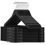Songmics Cintres pour Costumes, Lot de 20, Cintres en Bois Massif avec Encoches, Antid&eacute;rapant pour Manteaux, Chemises, Vestes, Pantalons, Crochet pivotant &agrave; 360&deg;, Noir CRW02B-20