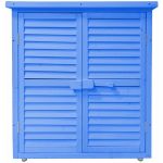 Habrita Foresta Foresta - Armoire de rangement lasurée bleue 0.40 m2 toit mono-pente 3 étages - BOX0905