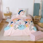 Cot&eacute; D&eacute;co Parure de lit Enfant R&eacute;versible Licorne et Danseuse Rose Housse de Couette 140x200cm + 1 taie d'oreiller 63x53cm 100% Coton Bio*