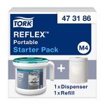 Tork Distributeur portable de papier d'essuyage Reflex - à dévidage central feuille à feuille - pour bobine M4 - blanc/bleu
