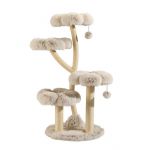 Fudajo Arbre &agrave; chat design 59 x 59 x 123 cm, grattoir pour chat avec peluche et sisal, aire de jeu, tour d&rsquo;escalade avec balle de jeu