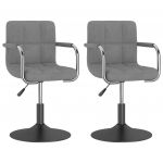 VidaXL Chaises pivotantes de salle à manger 2 pcs Gris clair Velours
