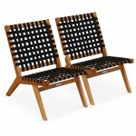 Oviala Lot de 2 fauteuils relax en bois d'eucalyptus noir