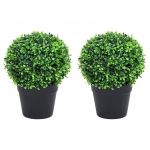 VidaXL Plantes de buis artificiel 2 pcs avec pots Boule Vert 27 cm