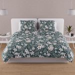 Soleil d'Ocre Parure Housse de Couette en Coton 57 Fils 260x240 cm Manon Vert