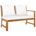 VidaXL Banc de jardin 114,5 cm avec coussin crème Bois solide d'acacia