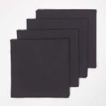 Homescapes - Lot de 4 serviettes de table en coton, Noir