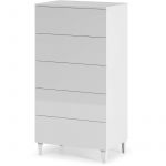 Commode 5 Tiroirs "Beal" 117cm Blanc Brillant Prix