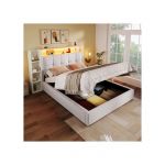 MODFU - Canap&eacute; 3 places avec 2 coussins, canap&eacute; de rangement pour salon et chambre, coton et lin, 175&times;129&times;90cm, gris clair