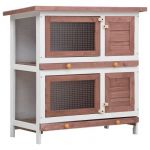 Helloshop26 - Clapier d'extérieur 4 portes 90 x 45 x 90 cm marron bois