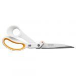 Fiskars Amplify RazorEdge Ciseaux de Couture pour Droitiers, Longueur : 25 cm, Lame en Acier Inoxydable/Poignées en Plastique, Blanc/Orange, 1070082