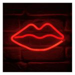 Ostaria N&eacute;on mural &agrave; piles Bouche rouge - Rouge