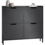 Sobuy FSR100-SCH Meuble de Rangement &agrave; Chaussures Armoire &agrave; Chaussures Commode &agrave; Chaussures 4 abattants Meuble d'entr&eacute;e Coffre Rangement pour