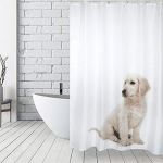 MSV Rideau de douche anti-moisissure - antibactérien, lavable, imperméable, avec 12 anneaux de rideau de douche - Polyester « Scott » 180 x 200 cm