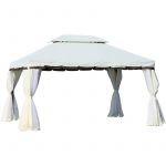 Outsunny Tonnelle barnum pavillon de jardin style colonial double toit toile moustiquaires et toiles amovibles 3,9L x 2,9l x 2,8H m crème