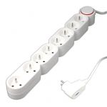 Mcd Bloc Home 8 prises 16A 2P+T avec interrupteur Blanc - câble HO5VV-F 3G1 1,5m - équipé d'une fiche parafoudre