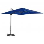 VidaXL Parasol d&eacute;port&eacute; et m&acirc;t en aluminium Bleu azur&eacute; 250x250 cm