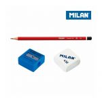 Tresice France Blister 3 crayons, taille-crayons et gomme milan.
