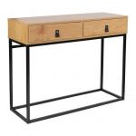 The home deco factory Console bois et métal Abbott 2 tiroirs - Naturel