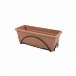 Plastiken Jardinière 50x20cm avec plateau et support balcon - Terracotta