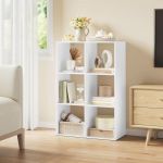 Woltu - Biblioth&egrave;que &Eacute;tag&egrave;re Rangement &agrave; 3 Niveaux avec 6 Cubes, Meuble Cube, Blanc