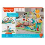 Fisher-Price Tapis de jeu 3-en-1 sur le thème de la jungle, pour jouer sur le ventre, avec 6 jouets sensoriels lumineux et sonores et arche ajustable, Jouet Éveil, Dès 6 mois, HJW08