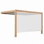 Oviala Pergola bioclimatique adossée 3x4m et 1 store bois blanc