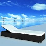 VidaXL Chaise longue d&#39;extérieur Résine tressée 195x60x31cm Noir/blanc