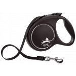 Flexi Laisse à enrouleur Black Design sangle L.5m pour chiens jusqu'à 25kg Argenté