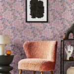 Lut&egrave;ce Papier peint fleurs, blanc, rouge, orange et noir - Livingwalls