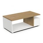 Demeyere Table basse rectangulaire ACCESS - 3 Niches - D&eacute;cor ch&ecirc;ne Hamilton et blanc - L 91,8 x P 50 x H 36 cm