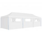 VidaXL Tente de r&eacute;ception escamotable avec 8 parois 3 x 9 m Blanc