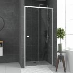 Aurlane Paroi porte de douche Coulissante blanc 100x185cm - extensible - WHITY slide 100