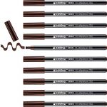 Edding E-1255 LOT DE 10 FEUTRES DE COLORIAGE AVEC POINTE CALLIGRAPHIQUE 5 MM MARRON FONC&Eacute;