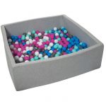 Piscine à balles pour enfant, 20x120 cm, Aire de jeu + 600 balles blanc, bleu, rose, gris, turquoise