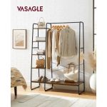 Songmics VASAGLE Portant &agrave; v&ecirc;tements, Meuble d'entr&eacute;e, Vestiaire, 5 &Eacute;tag&egrave;ress, 6 Crochets, Style industriel, Marron Rustique, Noir RGR116B01