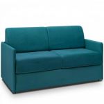 Italian Spirit Canapé convertible rapido COLOSSE matelas épaisseur 22cm à mémoire de forme couchage 140 cm velours bleu paon