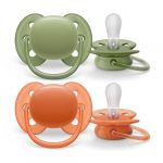 Philips Ultra-douce - sucettes, sucettes douces et souples pour bébés âgés de 18 mois et plus, 0% BPA, avec étui de transport stérilisateur, pack de 2 (modèle SCF093/01)
