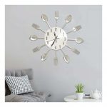 VidaXL Horloge murale et cuill&egrave;re et fourchette Argent&eacute; 31cm Aluminium