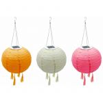 Lot de 3 lampion solaire lanterne chinoise 3 couleurs rose, crème et orange LED blanc chaud SHANGRI LA ?20cm