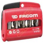 Facom Boîte de 10 embouts High perf mixtes (fente 6 pans PZ) série 1 entraînement 1/4 E.111PB